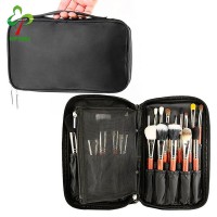 Professional detachable makeup brush artist case with belt strap holder, cosmetic organizer bag