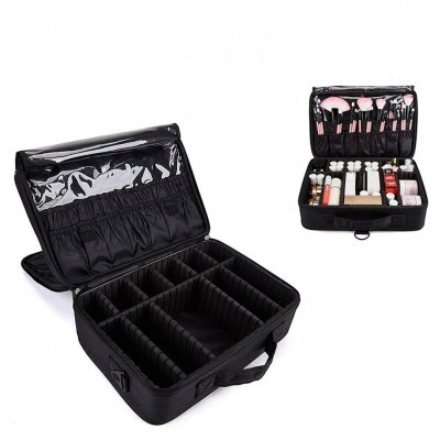 Professional pouch Cosmetic Bag Brush Organizer Storage Travel Make Up Artist Box 3 Layer Large Capacity with Adjustable Strap